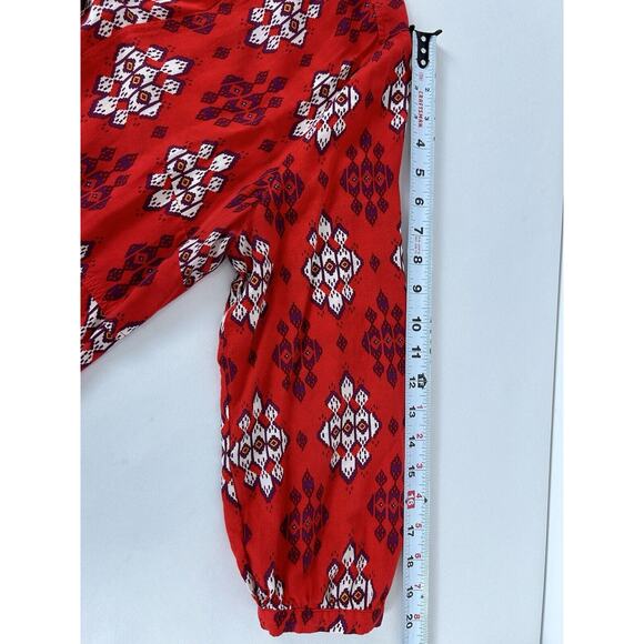Maeve Anthropologie Shirt Women 12 Red Woodland Walk Tribal Top Boho - Picture 5 of 6